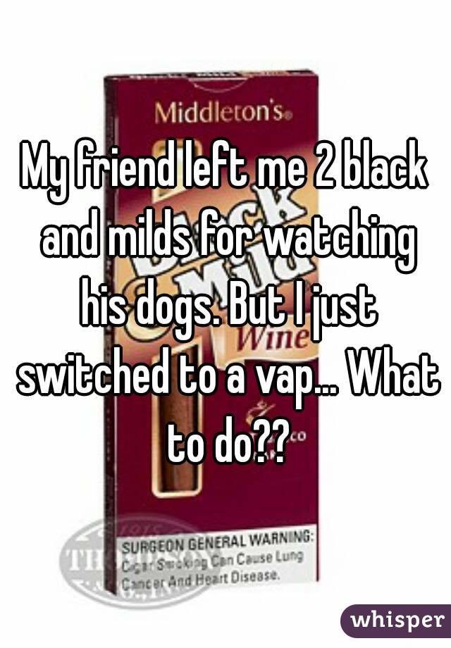 My friend left me 2 black and milds for watching his dogs. But I just switched to a vap... What to do??