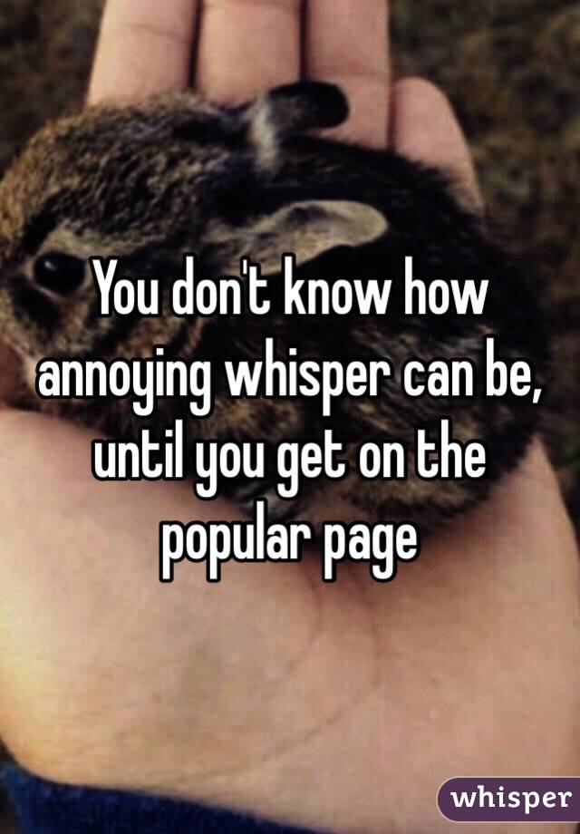 You don't know how annoying whisper can be, until you get on the popular page