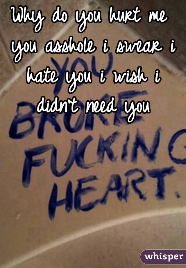 Why do you hurt me you asshole i swear i hate you i wish i didn't need you