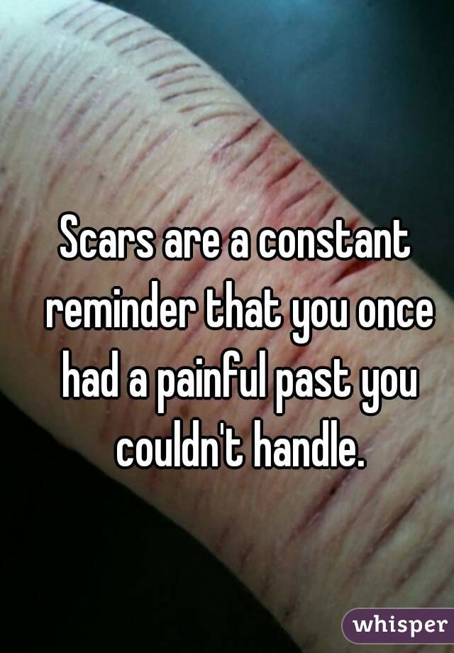 Scars are a constant reminder that you once had a painful past you couldn't handle.