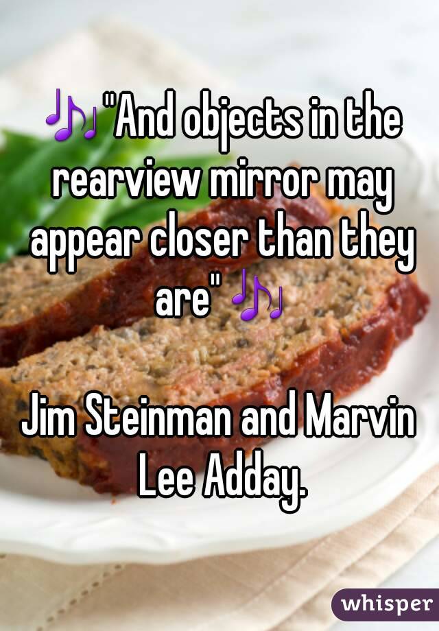 🎶"And objects in the rearview mirror may appear closer than they are"🎶

Jim Steinman and Marvin Lee Adday.