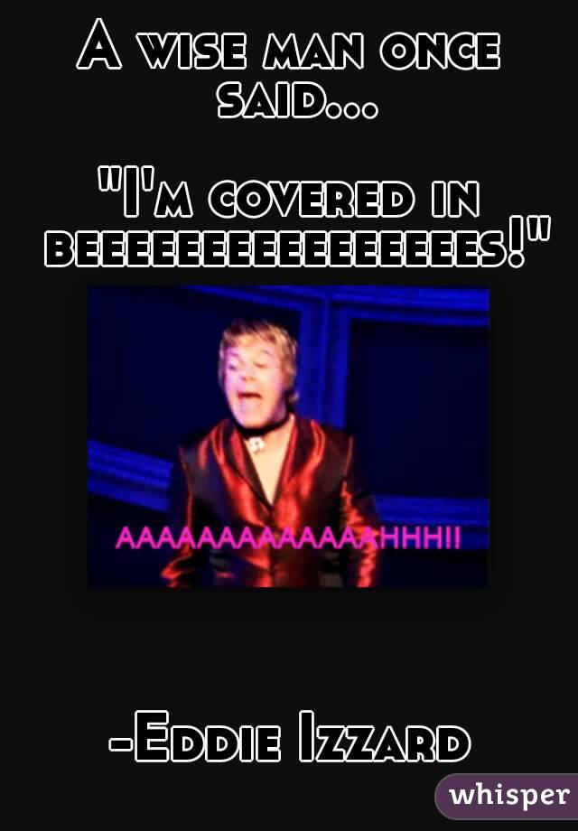 A wise man once said...

"I'm covered in beeeeeeeeeeeeeeees!"









-Eddie Izzard