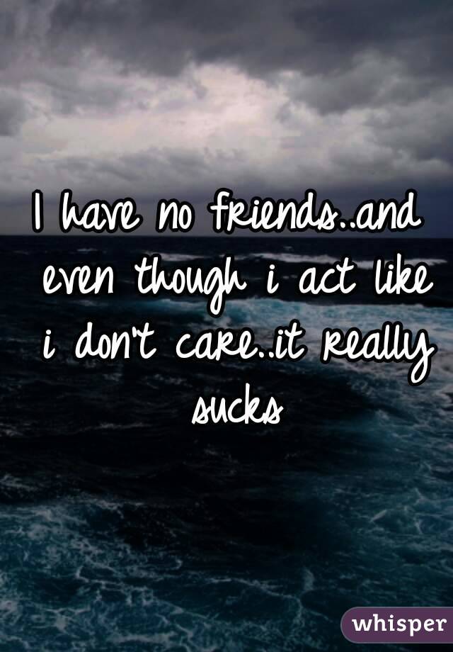 I have no friends..and even though i act like i don't care..it really sucks