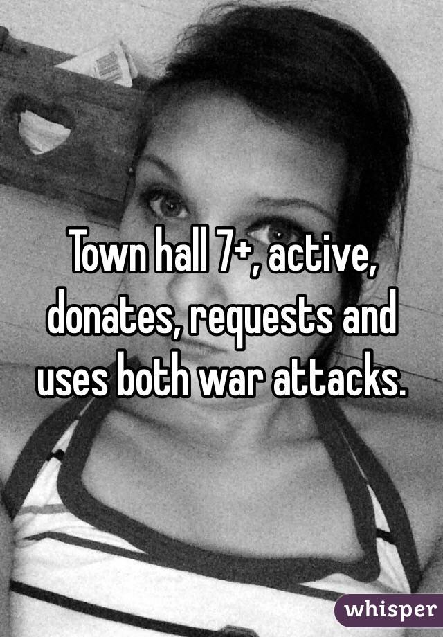 Town hall 7+, active, donates, requests and uses both war attacks. 