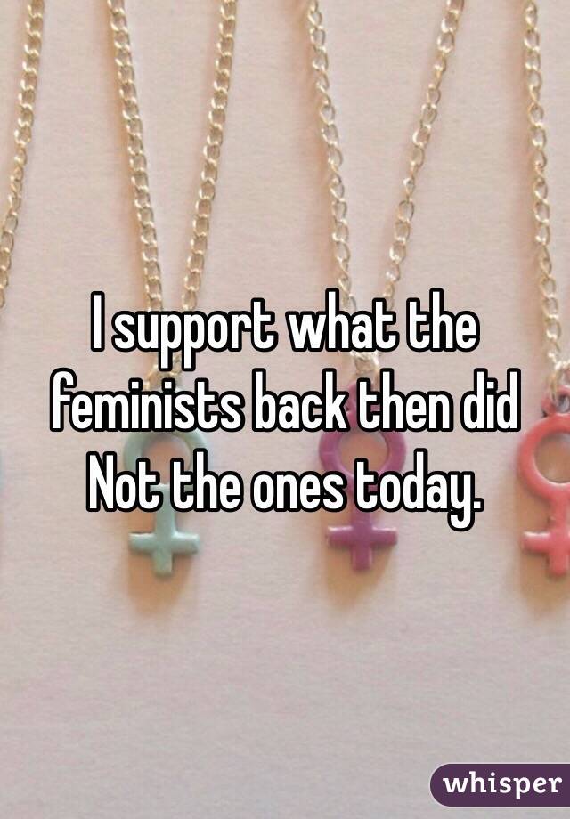 I support what the feminists back then did
Not the ones today.