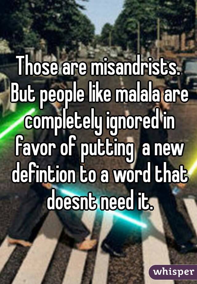 Those are misandrists. But people like malala are completely ignored in favor of putting  a new defintion to a word that doesnt need it.