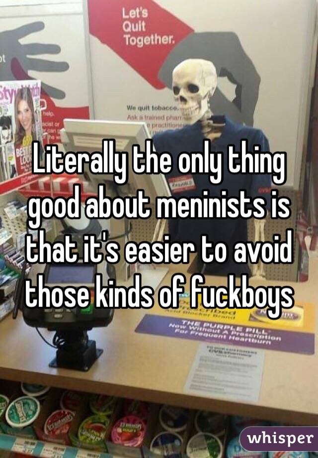 Literally the only thing good about meninists is that it's easier to avoid those kinds of fuckboys