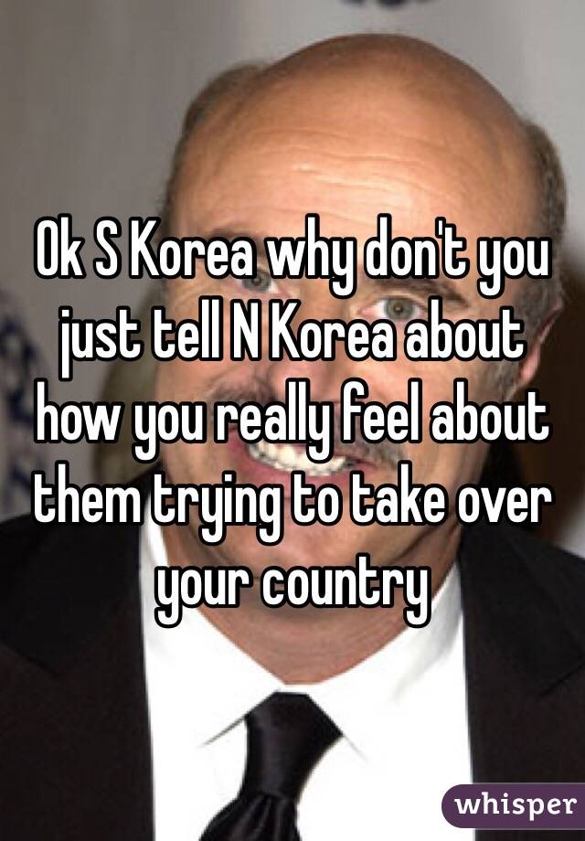 Ok S Korea why don't you just tell N Korea about how you really feel about them trying to take over your country