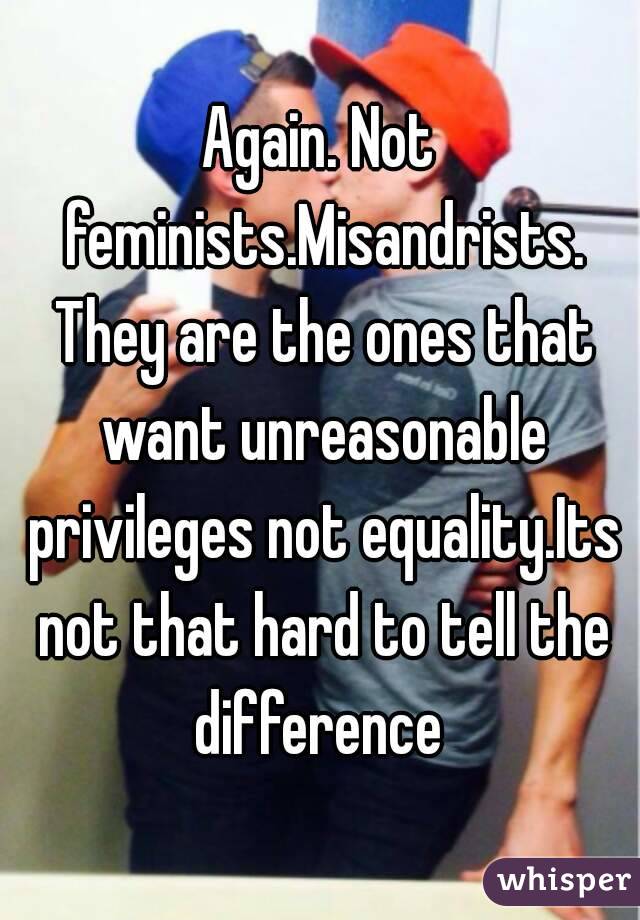 Again. Not feminists.Misandrists. They are the ones that want unreasonable privileges not equality.Its not that hard to tell the difference 