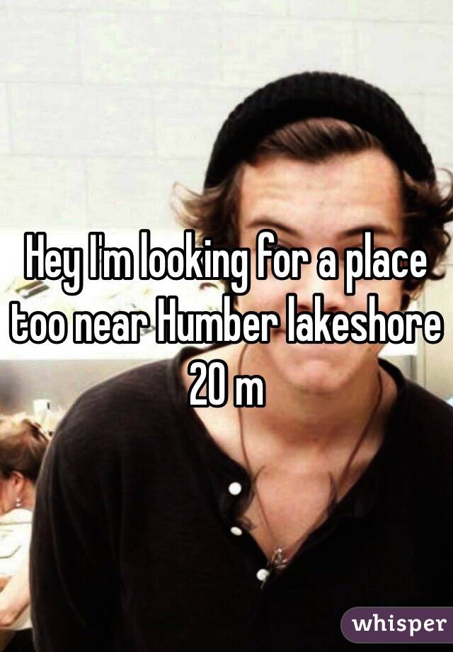 Hey I'm looking for a place too near Humber lakeshore 20 m 