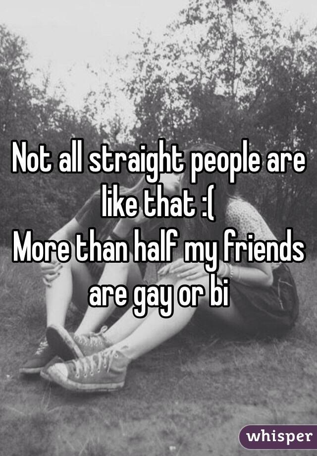 Not all straight people are like that :( 
More than half my friends are gay or bi