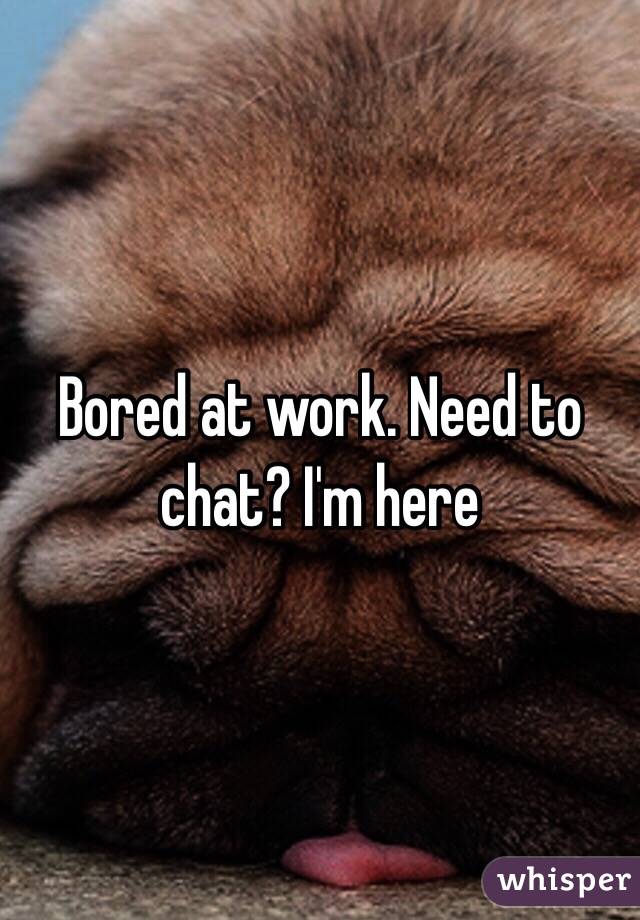 Bored at work. Need to chat? I'm here 