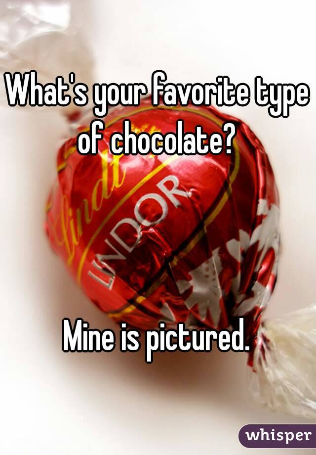 What's your favorite type of chocolate? 



Mine is pictured.