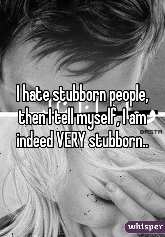 I hate stubborn people, then I tell myself, I am indeed VERY stubborn..