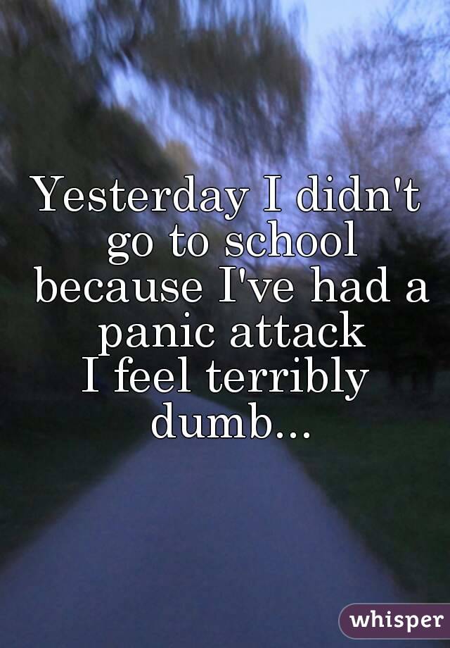 Yesterday I didn't go to school because I've had a panic attack
I feel terribly dumb...