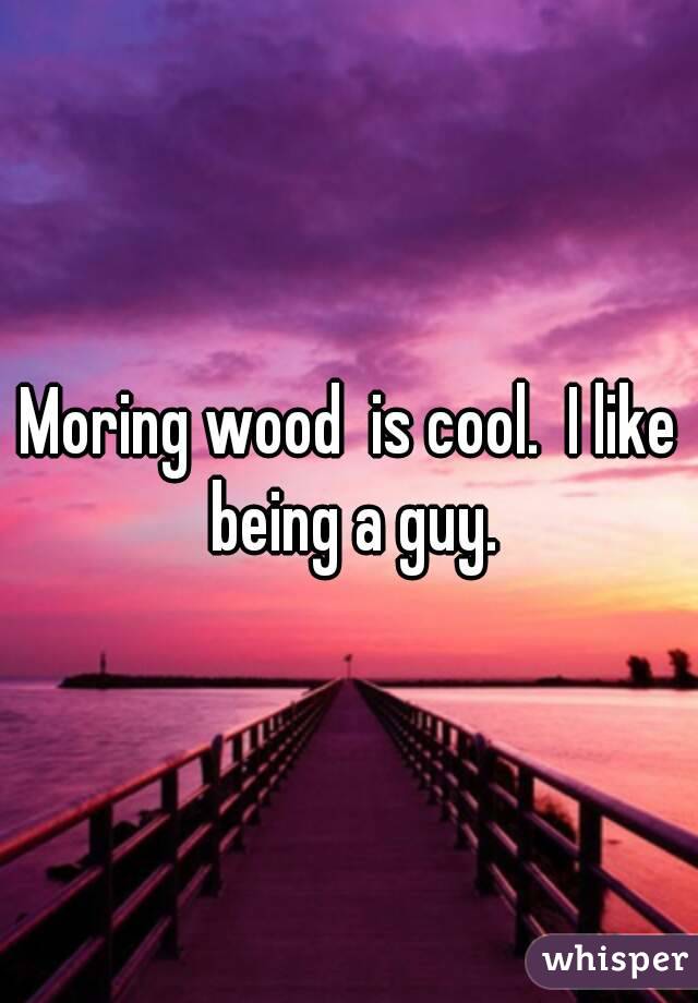 Moring wood  is cool.  I like being a guy.