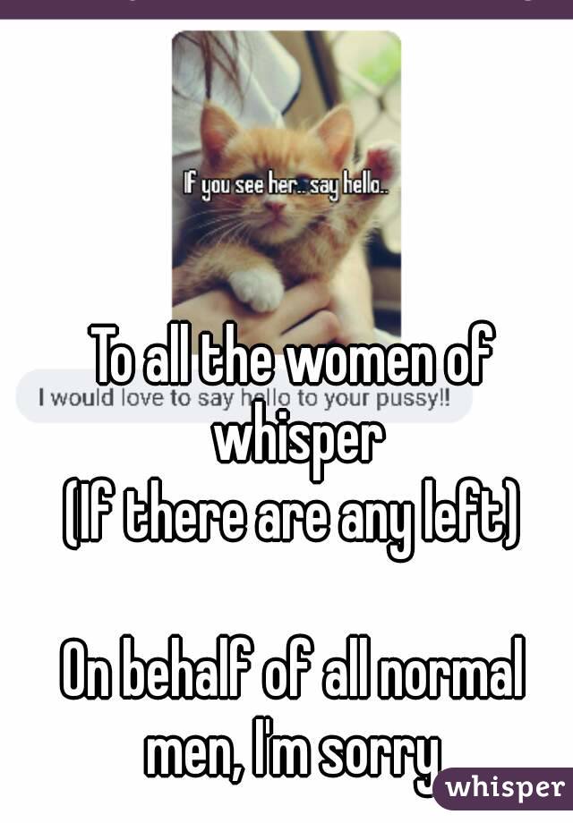 

To all the women of whisper
(If there are any left)

On behalf of all normal men, I'm sorry 
