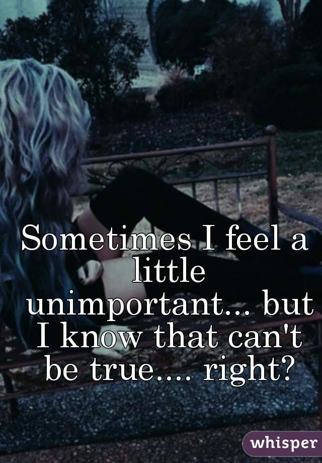 Sometimes I feel a little unimportant... but I know that can't be true.... right?