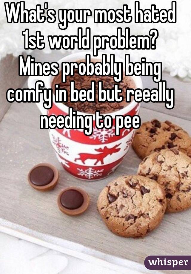 What's your most hated 1st world problem?
Mines probably being comfy in bed but reeally needing to pee