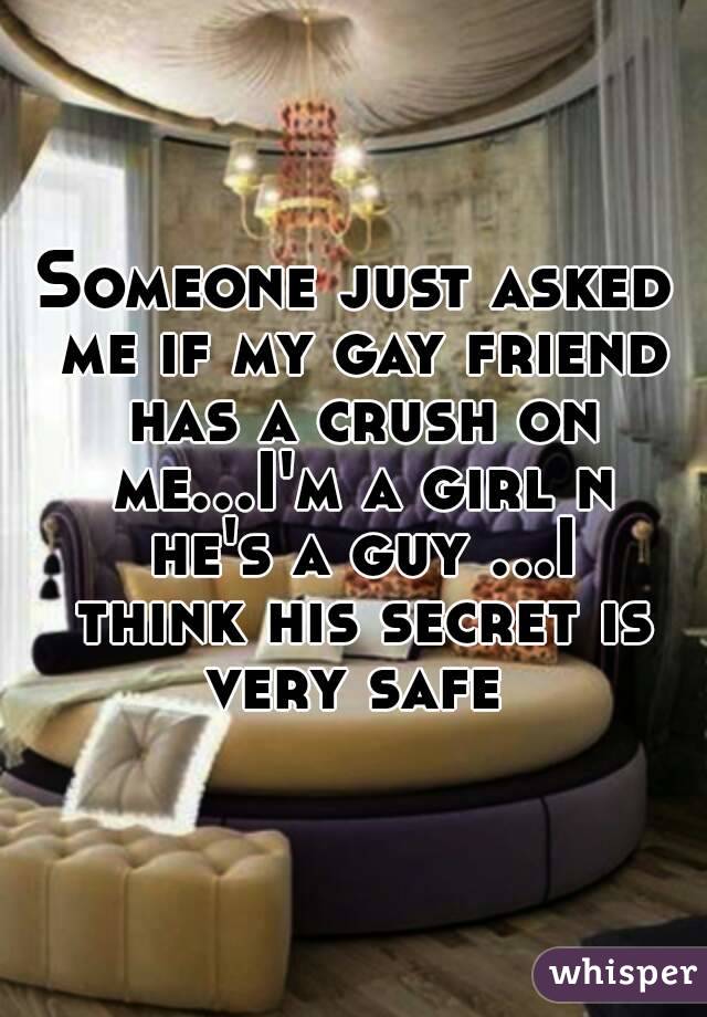 Someone just asked me if my gay friend has a crush on me...I'm a girl n he's a guy ...I think his secret is very safe 