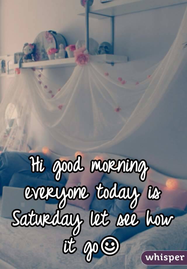 Hi good morning everyone today is Saturday let see how it go☺