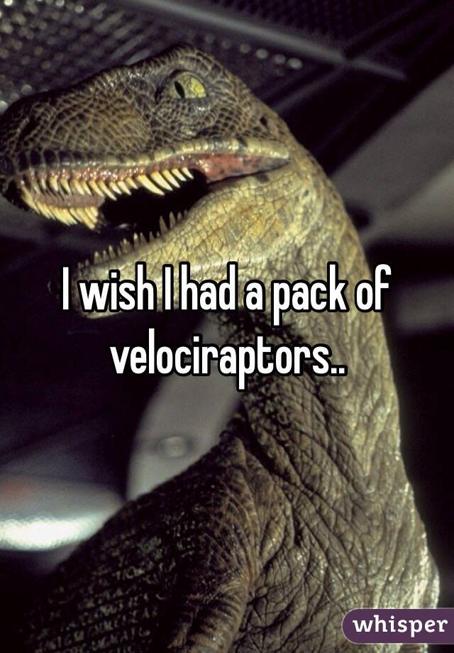 I wish I had a pack of velociraptors..