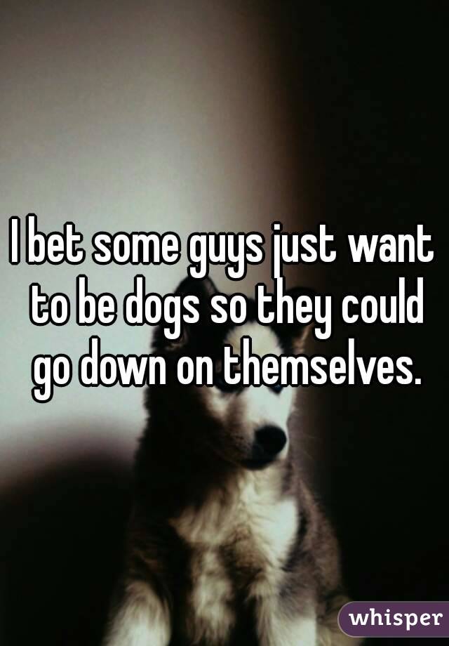 I bet some guys just want to be dogs so they could go down on themselves.