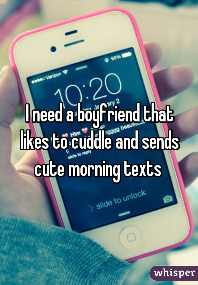 I need a boyfriend that likes to cuddle and sends cute morning texts 