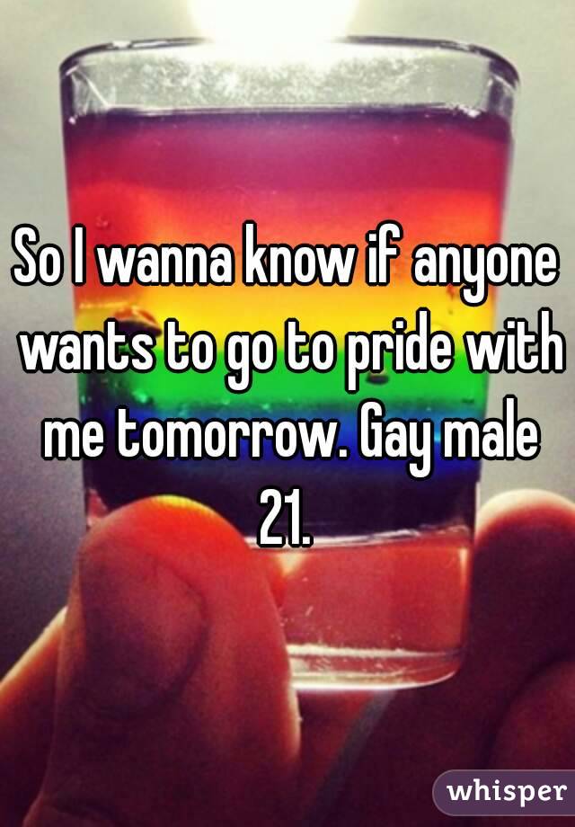 So I wanna know if anyone wants to go to pride with me tomorrow. Gay male 21. 