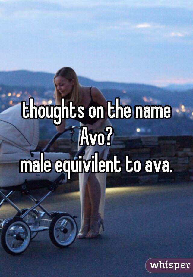 thoughts on the name Avo?
male equivilent to ava. 