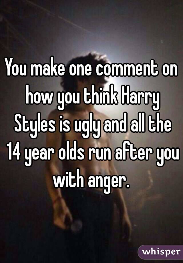 You make one comment on how you think Harry Styles is ugly and all the 14 year olds run after you with anger. 