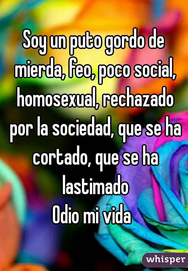 Soy un puto gordo de mierda, feo, poco social, homosexual, rechazado por la sociedad, que se ha cortado, que se ha lastimado
Odio mi vida 