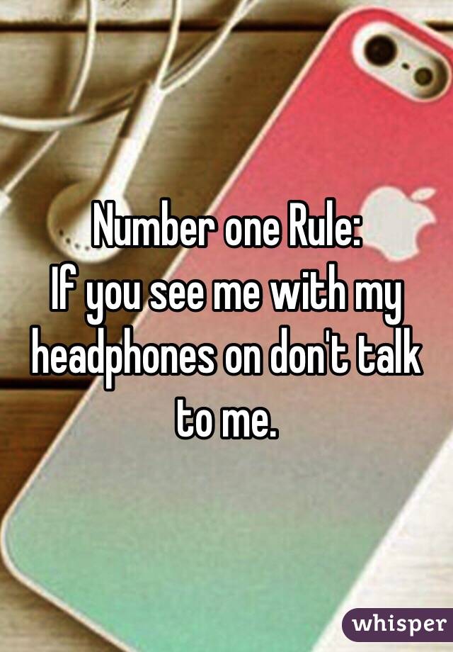 Number one Rule:
If you see me with my headphones on don't talk to me.