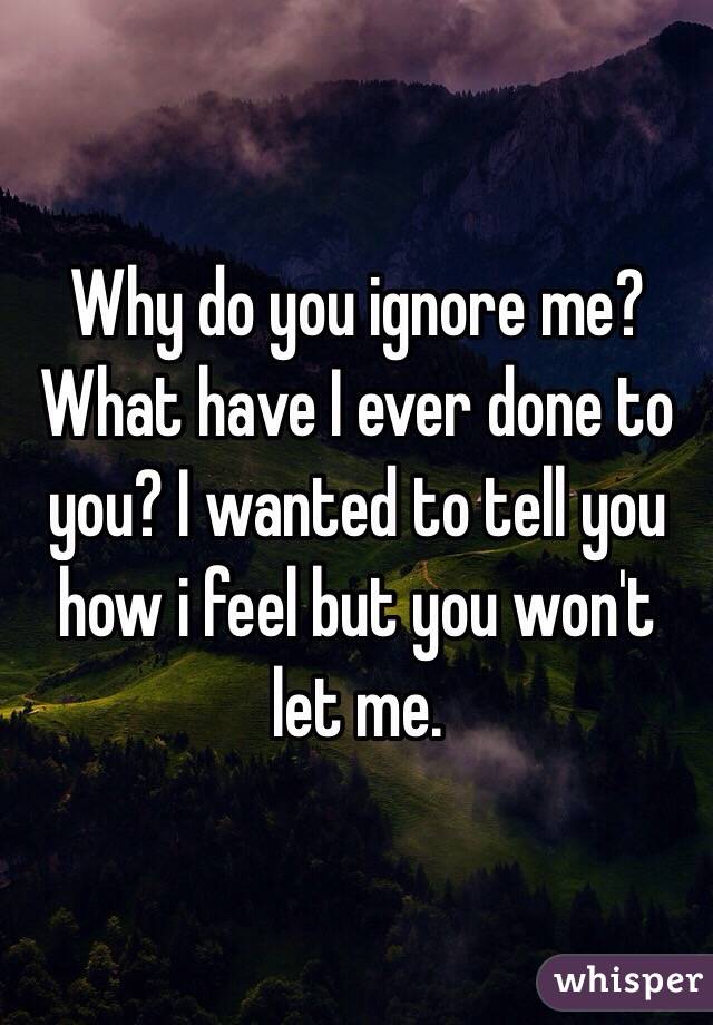 Why do you ignore me? What have I ever done to you? I wanted to tell you how i feel but you won't let me. 