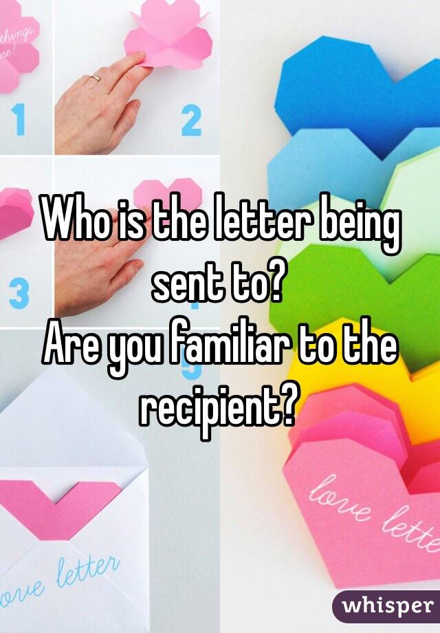 Who is the letter being sent to?
Are you familiar to the recipient?