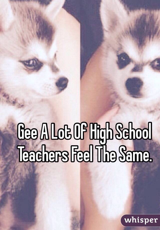 Gee A Lot Of High School Teachers Feel The Same.