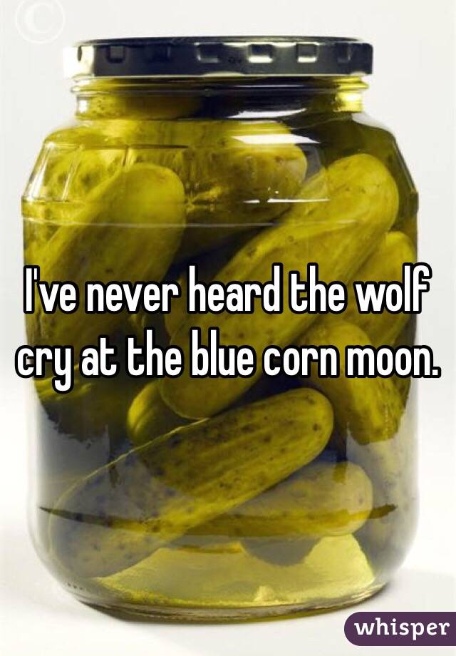 I've never heard the wolf cry at the blue corn moon. 