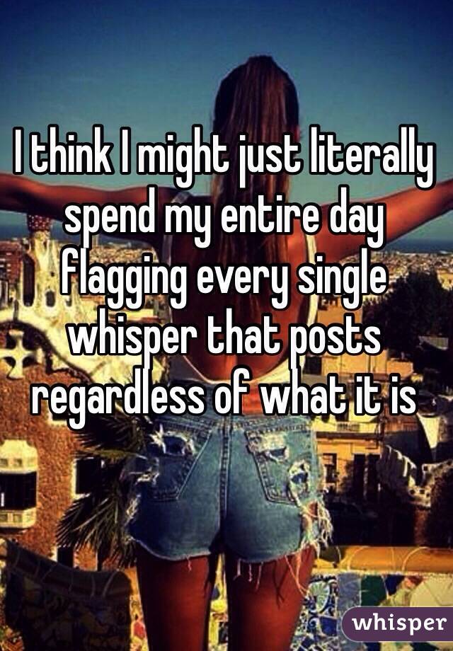 I think I might just literally spend my entire day flagging every single whisper that posts regardless of what it is 