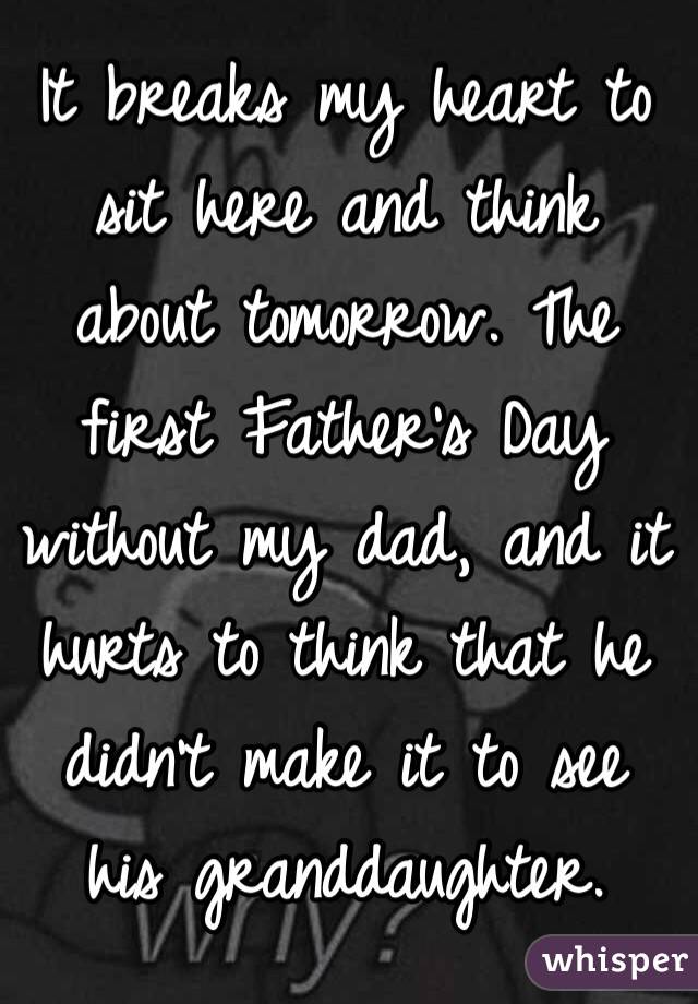 It breaks my heart to sit here and think about tomorrow. The first Father's Day without my dad, and it hurts to think that he didn't make it to see his granddaughter.