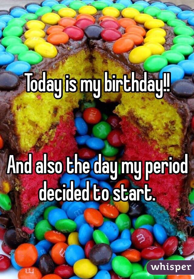 Today is my birthday!!


And also the day my period decided to start. 