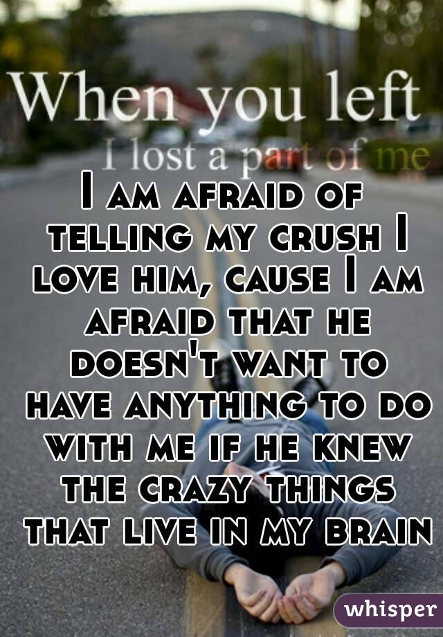 I am afraid of telling my crush I love him, cause I am afraid that he doesn't want to have anything to do with me if he knew the crazy things that live in my brain 