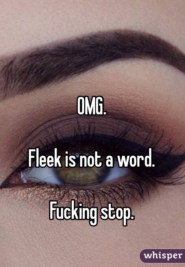 OMG. 

Fleek is not a word. 

Fucking stop. 