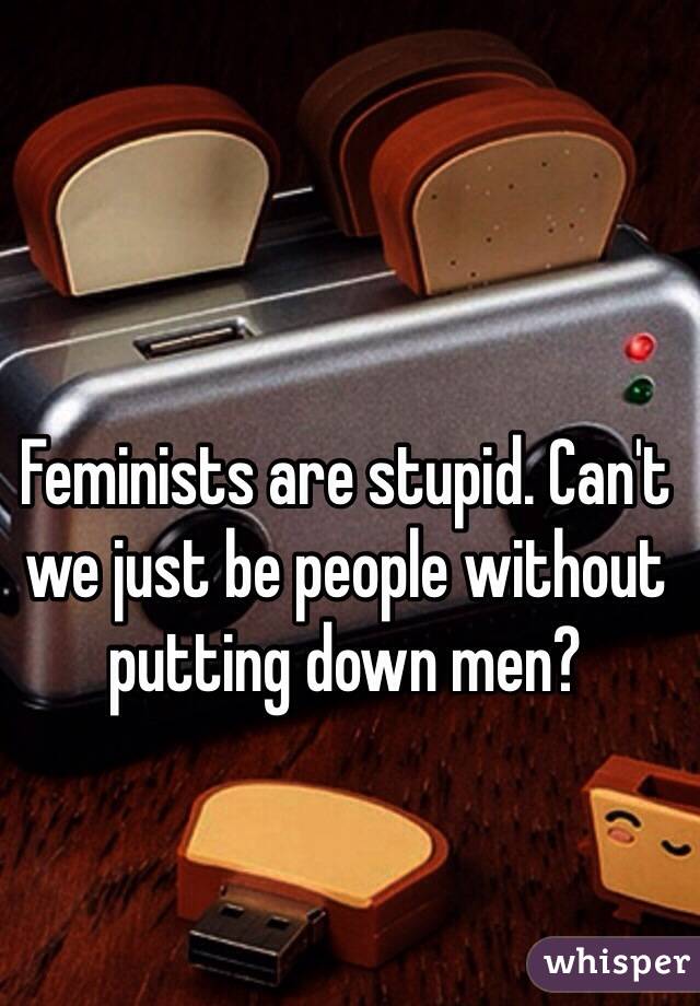 Feminists are stupid. Can't we just be people without putting down men?