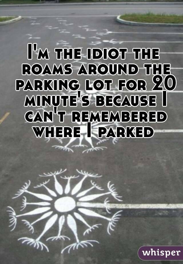 I'm the idiot the roams around the parking lot for 20 minute's because I can't remembered where I parked 