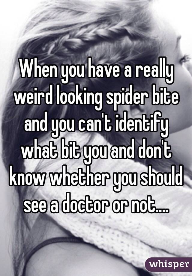 When you have a really weird looking spider bite and you can't identify what bit you and don't know whether you should see a doctor or not....