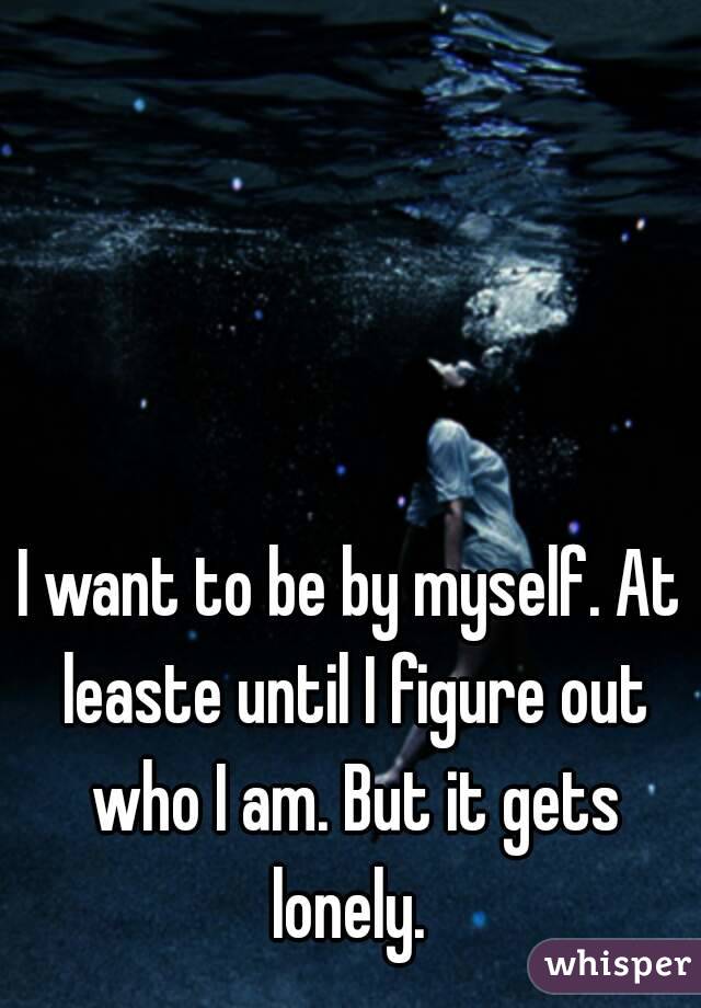 I want to be by myself. At leaste until I figure out who I am. But it gets lonely. 