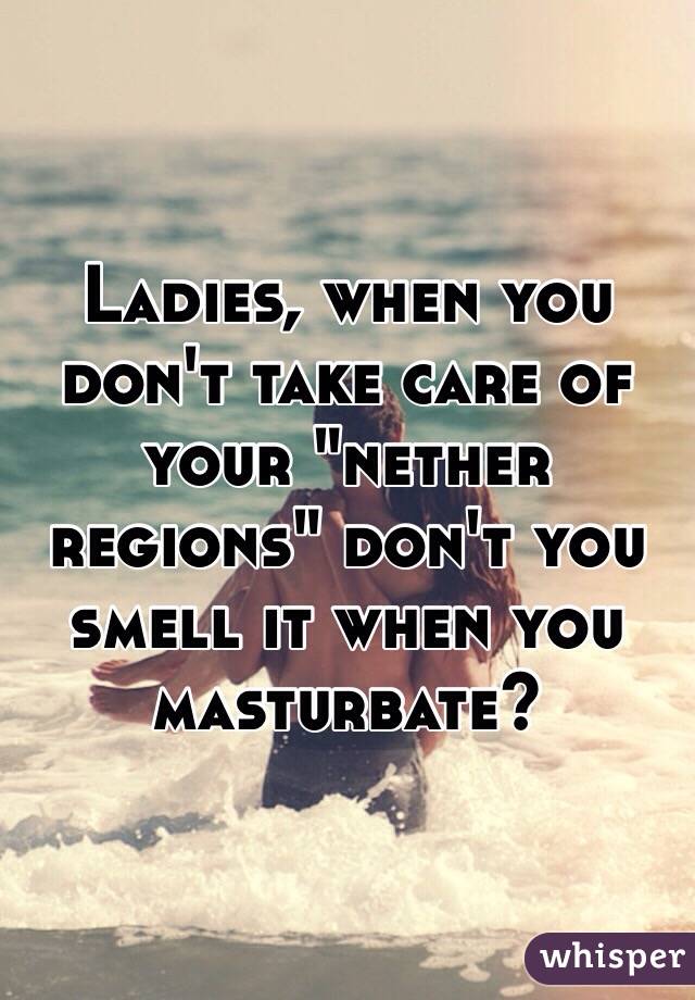 Ladies, when you don't take care of your "nether regions" don't you smell it when you masturbate? 