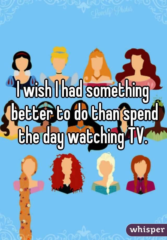 I wish I had something better to do than spend the day watching TV. 