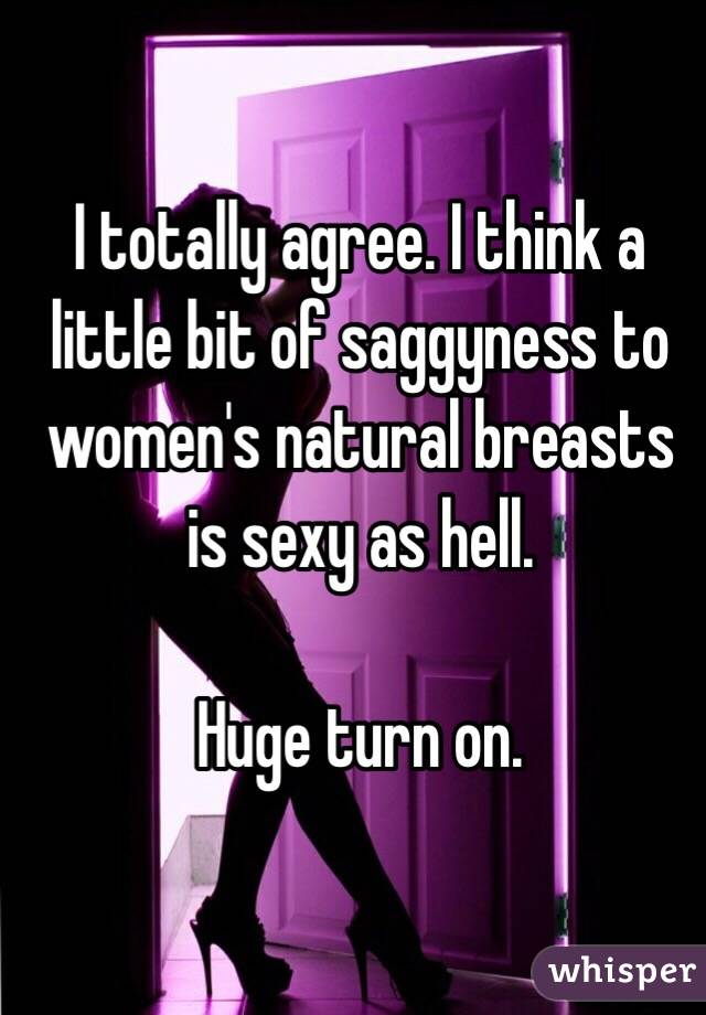 I totally agree. I think a little bit of saggyness to women's natural breasts is sexy as hell. 

Huge turn on.