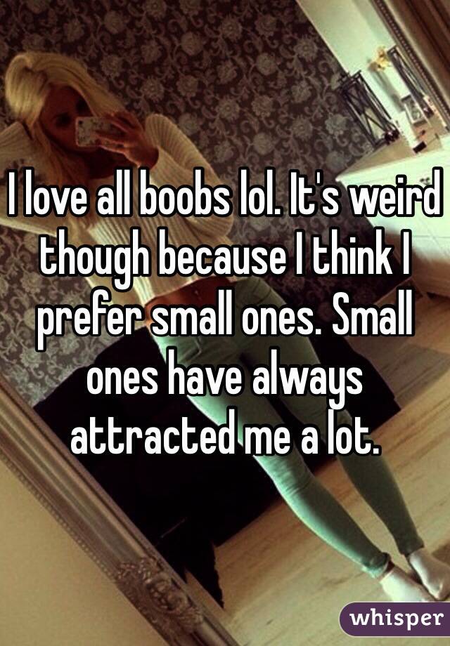 I love all boobs lol. It's weird though because I think I prefer small ones. Small ones have always attracted me a lot. 